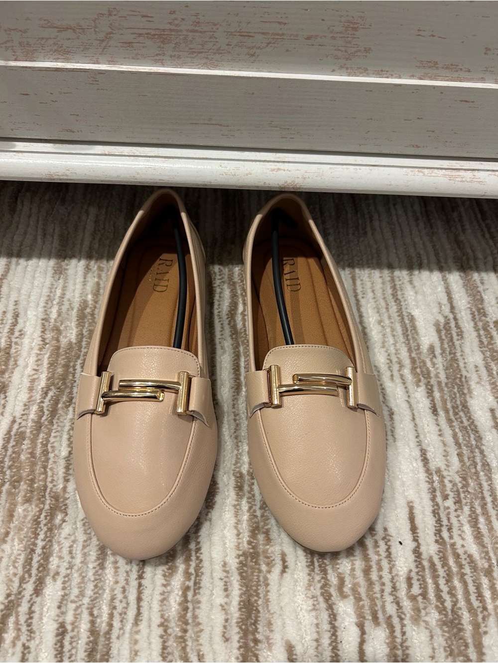 RAID Nude Loafers with Gold Hardware